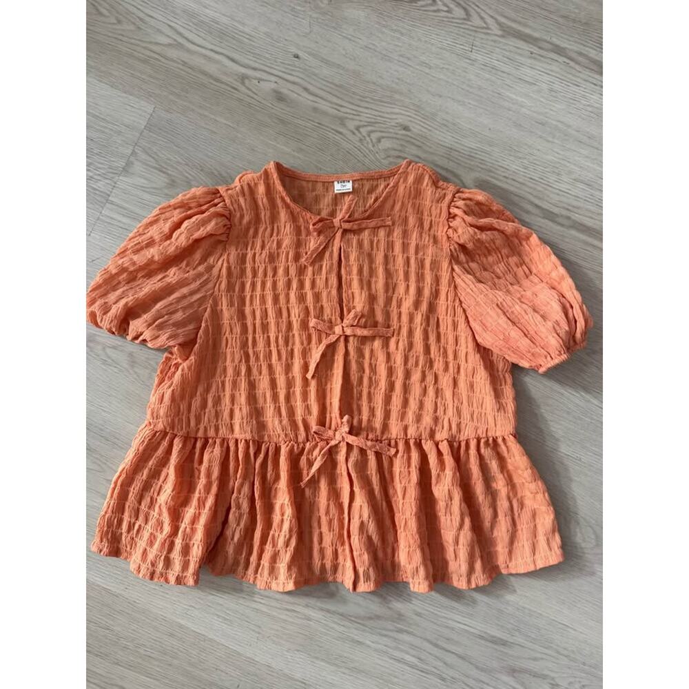 Girls Size 13 Orange Faux Tie Peplum top